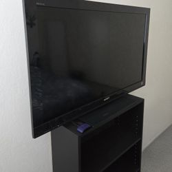 40" Sony TV With Bookcase Stand and Roku Device 