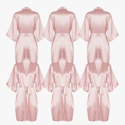 3 Pink Satin Robes
