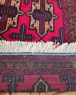 Like new 3 x 4'8 hand made Afghani Balouch Wool Area Rug. Firm price 
