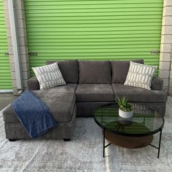 *Free Delivery* Gray Living Spaces Reversible Chaise Sectional Couch Sofa 