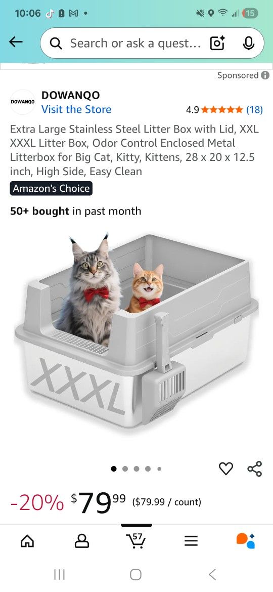 Stainless Steel Cat Litter Box With Lid