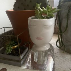 Small Face Planter With Crystal Base 