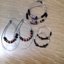 3 Pairs of Hoops w/beads