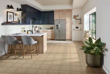 TrafficMaster Natural Wood Parquet 3 MIL x 12 in. W x 12 in. L Peel and Stick Water Resistant Vinyl Tile Flooring 30 Sq. Ft