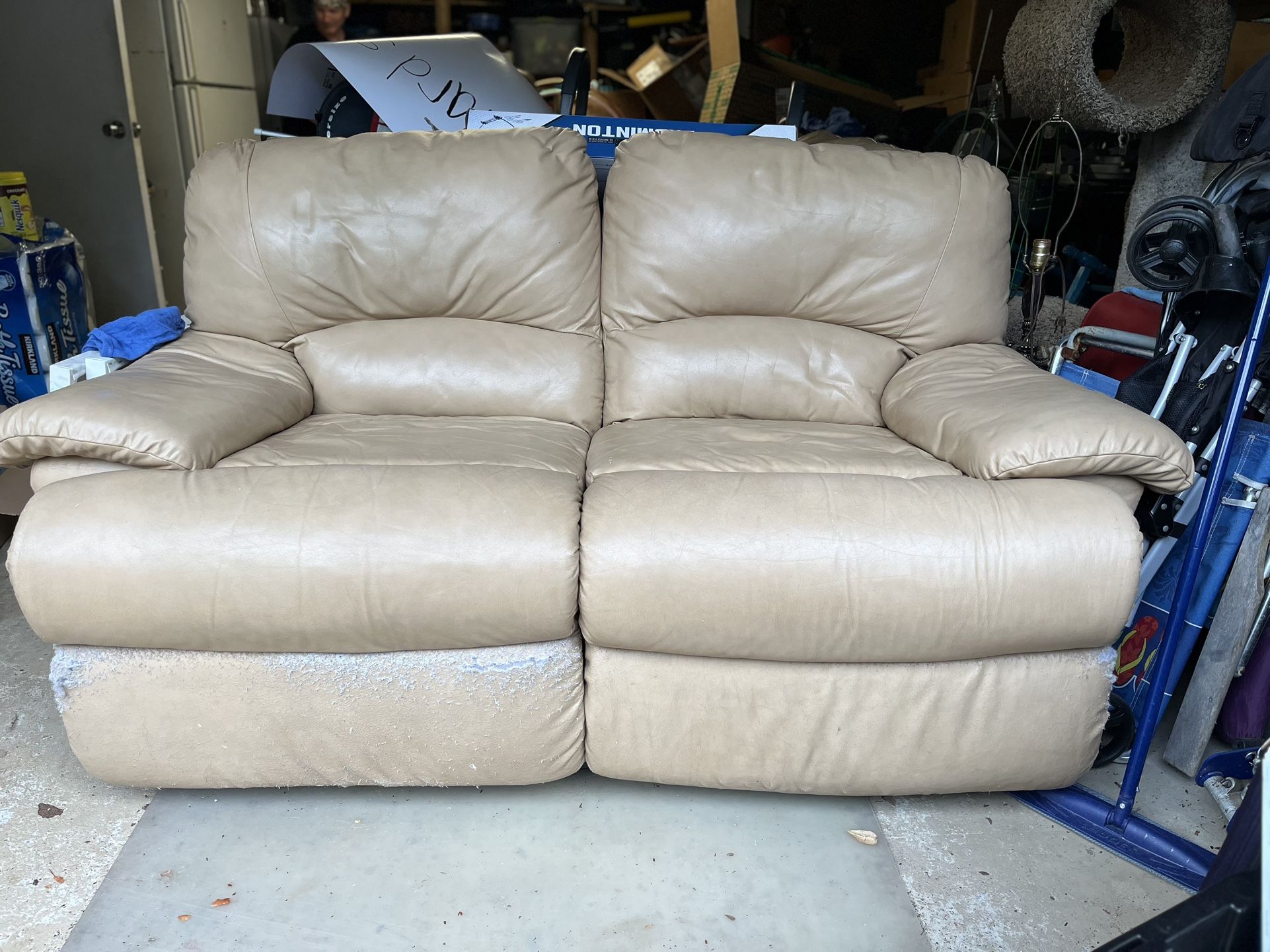 FREE-Tan Leather RECLINING Couch & LoveSeat