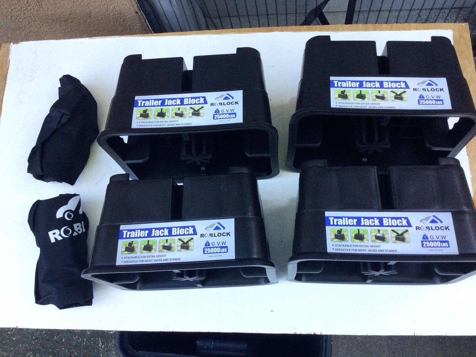 ( 4 Pieces ) ROBLOCK Trailer Jack Block, RV Camper Stabilizer Blocks With 2 Bags  25000LBS