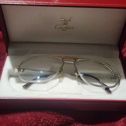 VTG Authentic Cartier Teardrop Eyeglasses Frame 59 14 140 Silver/Gold Glasses 