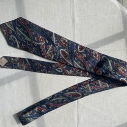 Christian Dior Men's Blue Red Beige Paisley Silk Designer Woven Tie WPL 125