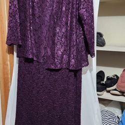 Lace And Sequin Dress Size 16 Dark Purple