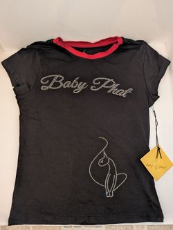 Y2K Baby Phat Black T Shirt with Red Crew Neck Trim Size (M) NWT