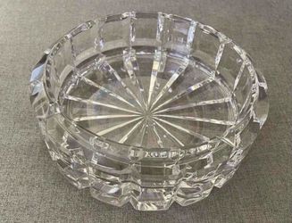Mid-Century 1970s Round Crystal Grid Ashtray Dish Catchall Home Decor