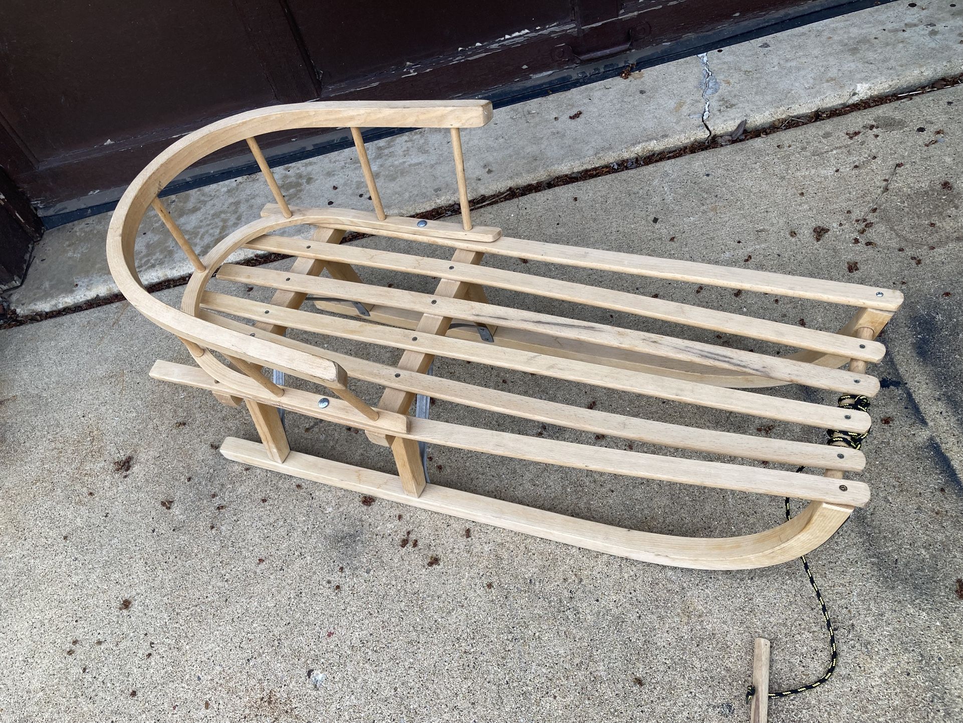 European Wooden Sled With Removable Back