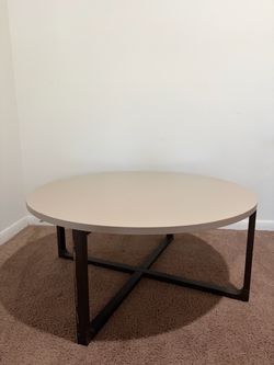 Round Coffee Table with Metal Base