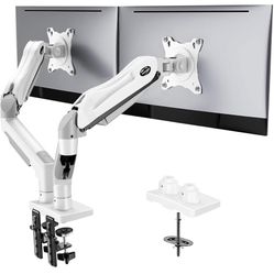 HUANUO Dual Monitor Stand - Full Adjustable Monitor Desk Mount Swivel Vesa Bracket with C Clamp,