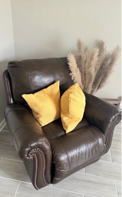 Brown  leather recliner chair