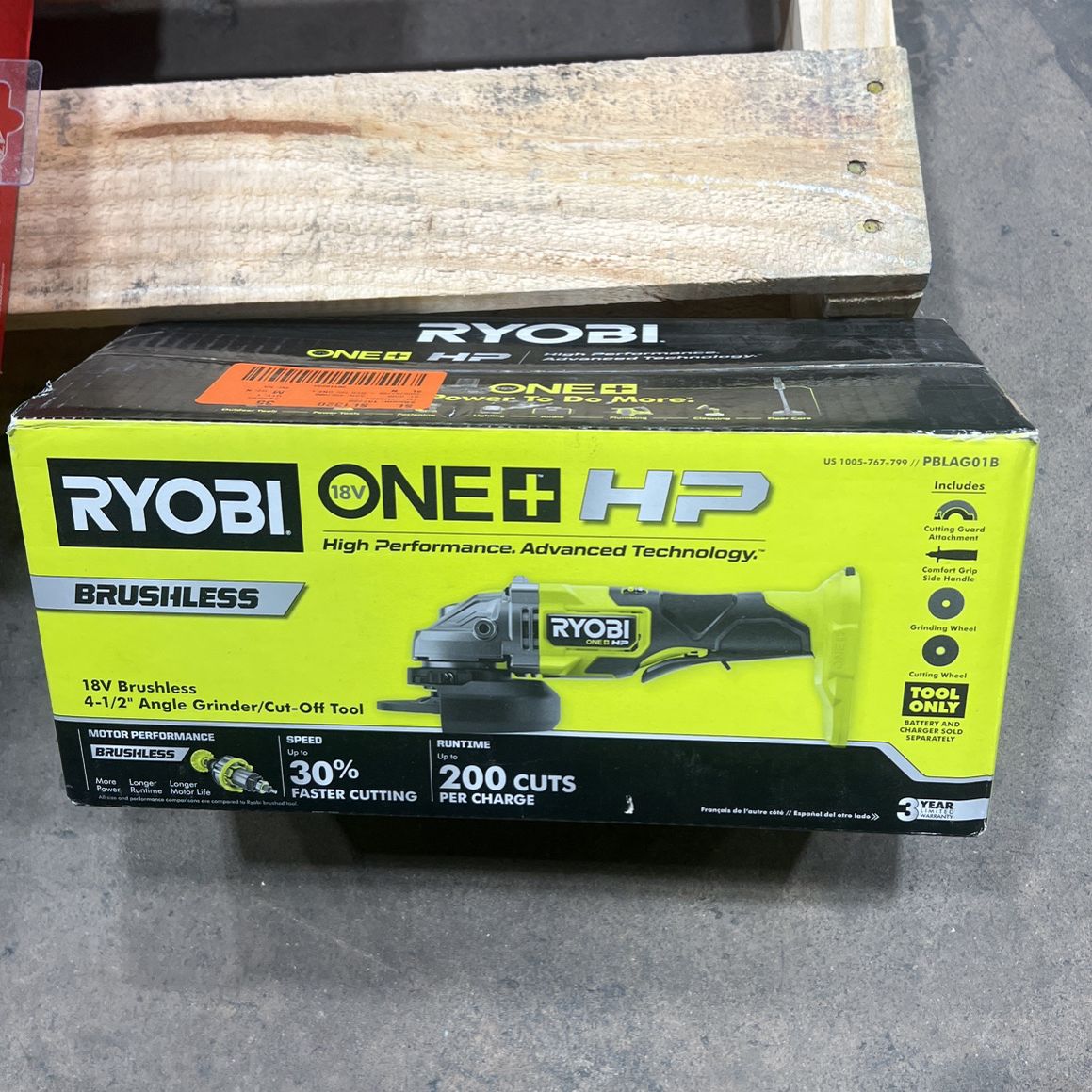 Ryobi 18v Brushless 4-1/2 Angle Grinder Cut - Off Tool