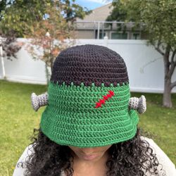 Crochet Frankenstein’s Monster Bucket Hat