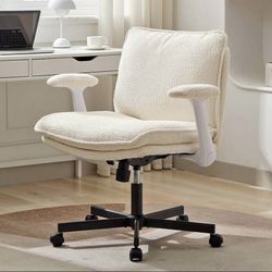 Kassipo Criss Cross Legged Office Chair with Wheels and Flip-Up Arms, Upholstered Criss Cross Desk C