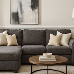 (DELIVERY 🚚 NO DEPOSIT)Grey Sectional Couch W Chaise Lounge 