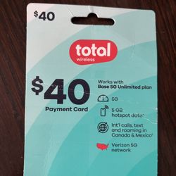 $40 Total Wireless Payment Card