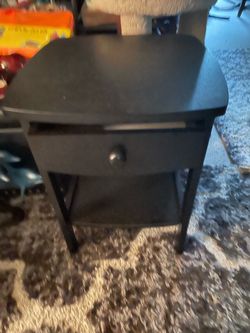 Black end / side table with drawer and shelf on bottom