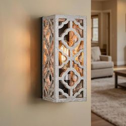 Farmhouse Indoor Wall Mount Lamp,Vintag White & Mat E26,13Inch