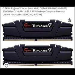 G.SKILL Ripjaws V Series (Intel XMP) DDR4 RAM 64GB (4x16GB) 3200MT/s CL16-18-18-38 1.35V Desktop Computer Memory UDIMM - Black (F4-3200C16Q-64GVK)