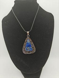 Handmade Blue Sodalite Crystal Pendant Necklace