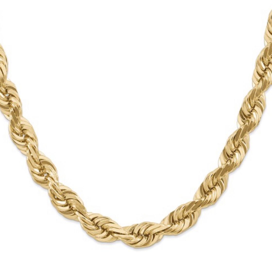 14K 10mm Diamond Cut Rope