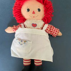 Vintage  14” Knickerbocker Raggedy Ann Doll With “ I Love You” Heart In Her Chest