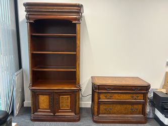 Executive Large Bookcase + Matching File Cabinet + Premium Set