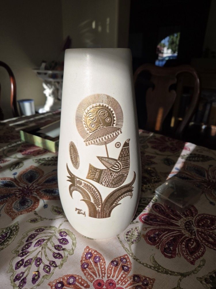 Vintage George Braird gold over white vase