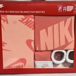 Pink Nike Baby Set - Booties Hat Socks Towel