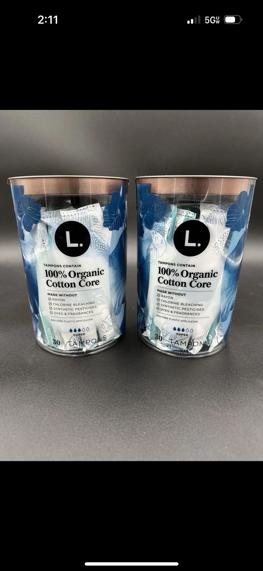 L. Organic Cotton Tampons DuoPack - Regular/Super Absorbency 60 Ct (KK)