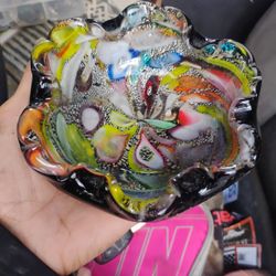 Exquisite 1950/60's Venetian Freeform Art Glass Ashtray