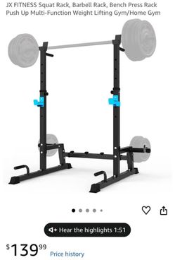 JX FITNESS Squat Rack, Barbell Rack, Bench Press Rack Push Up M...