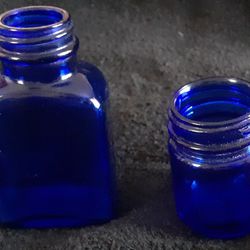 2 Vintage Cobalt Blue Medicinal Jars