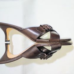 Shoes Heeled Sandals Chocolate Leather