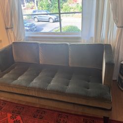 Room and Board 75” Velvet Olive Green Couch