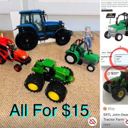 $15 For All Bundle of 🚜 tractors,Book,Lawnmower,Moster truck John Deere brand new