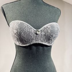 Gray Strapless Gray Bra 34B