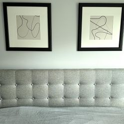 Grey upholstered headboard for king size bed 