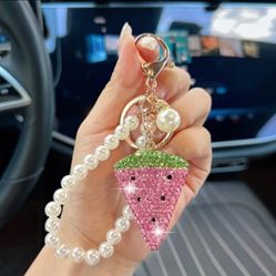 Pink Watermelon Bling Bag Charm/Keychain 