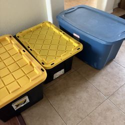 3 Very Large Tough Totes & Sterilite Storage Bins.