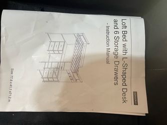Bunk bed with desk for sale with instruction manual
