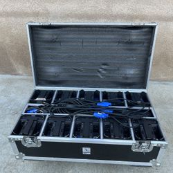 Both Lighting - Uplights w/ Charging Flight Case, Power Cords, Remotes, And Rain Covers