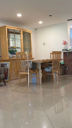 Solid wood from Italy  buffet table and four chairs