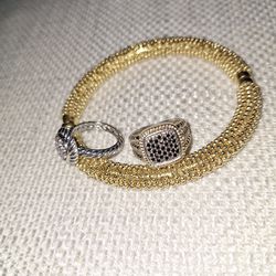 Bracelet 925 Milor Italy 34.5 G And Rings 925 And 14k Snd Dia
