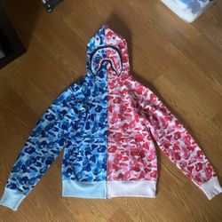 blue and pink bape hoodie