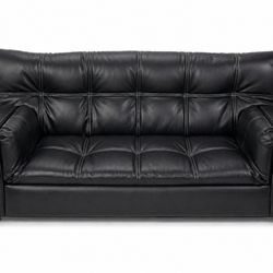 Black Faux Leather Loveseat Sofa – Modern, Clean